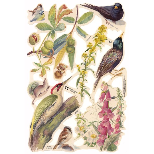 Botanical Birds & Flowers Scraps ~ England